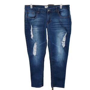 Jupital Ankle Jeans Distressed Stretch Womens Size 16 Blue Denim Pockets 37x27